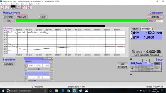 薄膜材料厚度测量结果举例