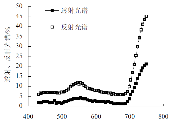 小麦叶片的反射、透射光谱